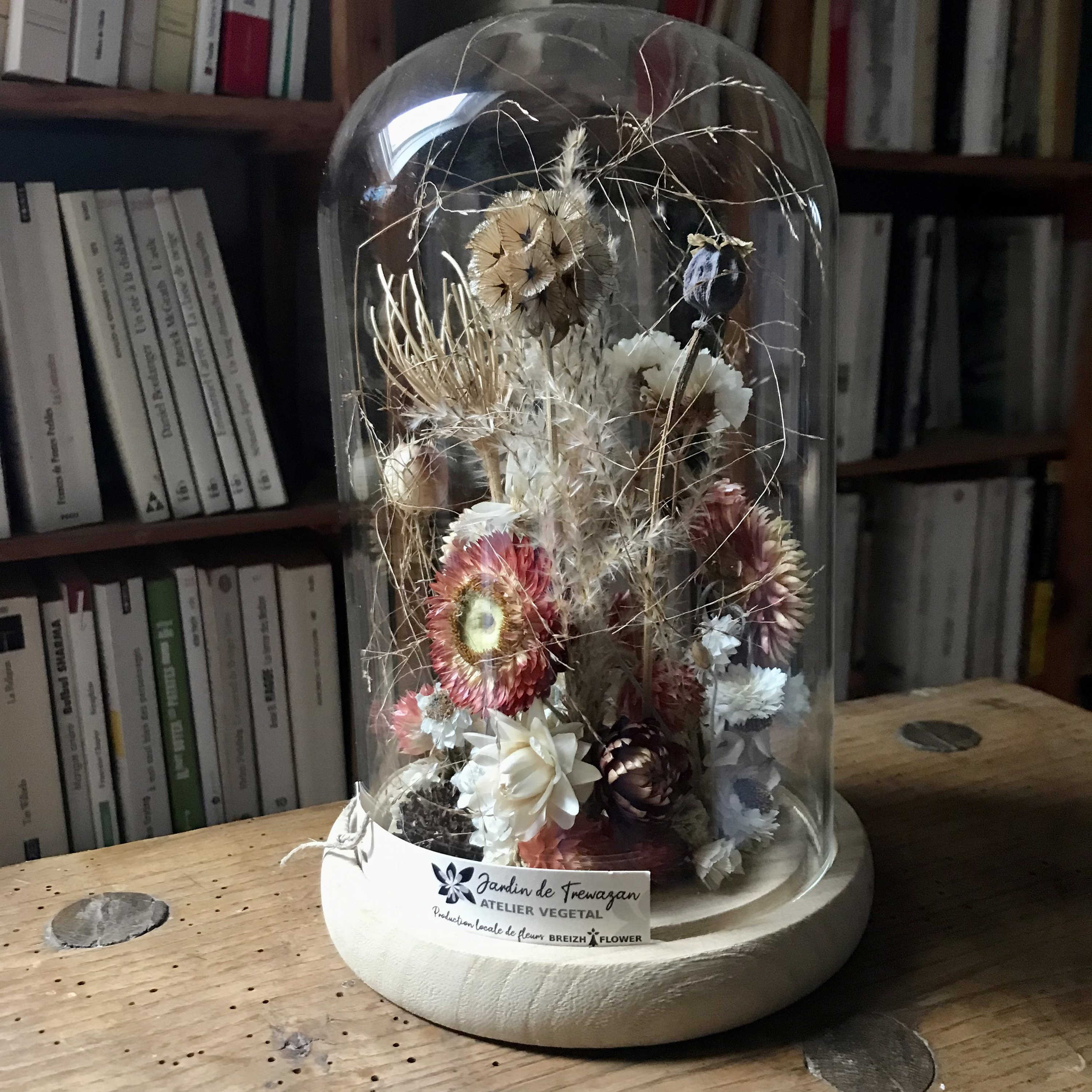 Cloche Fleurie Ruz - 21 cm, Fleurs Séchées, Fleurs Locales, Cultivées et Séchées en Bretagne