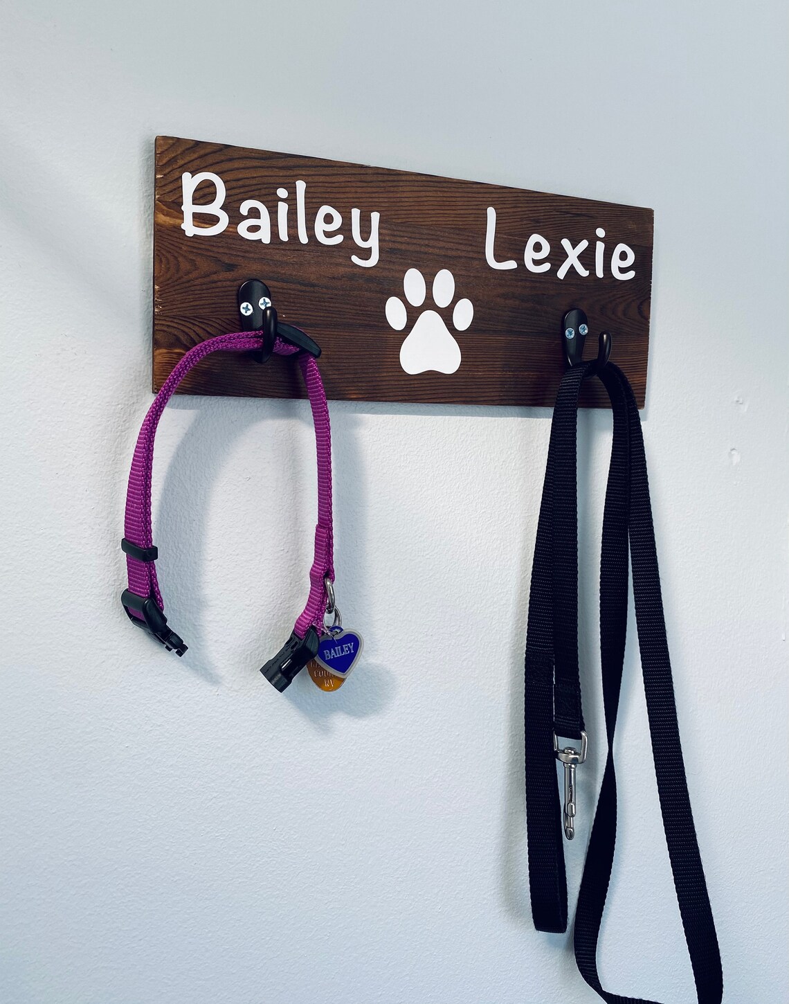 Personalized Wall Dog Leash Holder Etsy