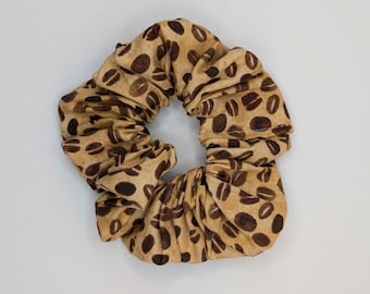 Coffee Bean-scrunchie, handgemaakte katoenen haarelastiekje