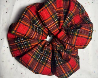 Coletero de algodón a cuadros rojos XL, accesorio para el pelo de tartán