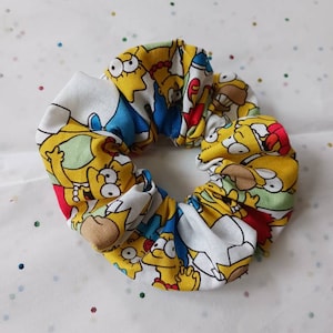 Simpsons Scrunchie, Handmade Cotton Scrunchie, Gift Ideas, Nostalgic, Marge, Homer, Bart, Lisa, TV Scrunchies, Springfield, The Simpsons