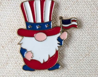 Patriotic flag Gnome Needle Minder: Cross Stitch Embroidery, Strong Magnets