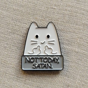 Not today satan...stitch... cat needle minder | neodymium magnets | Cross stitch | Embroidery | needlework | Needle nanny  magnet