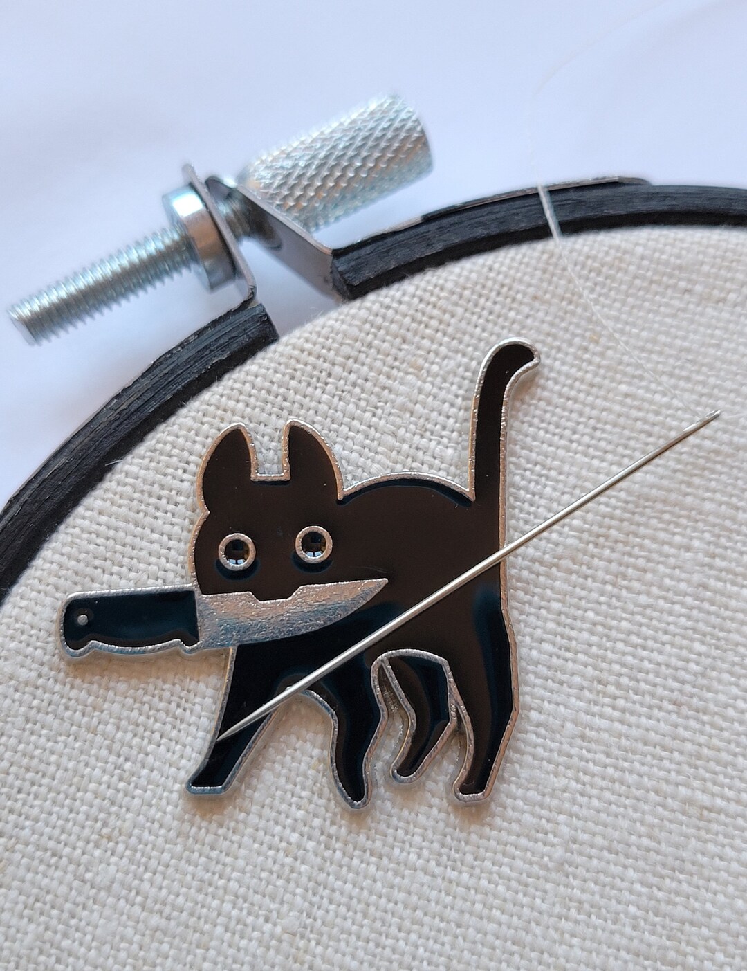 Stabby Kitty Cat Needle Minder Neodymium Cross Stitch
