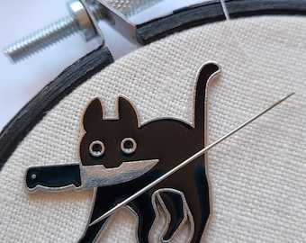 Stabby kitty cat needle minder | neodymium magnets | Cross stitch | Embroidery | needlework | Needlework
