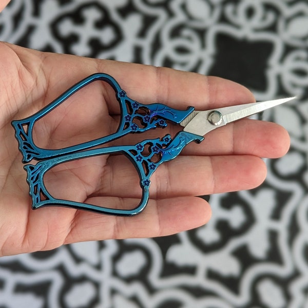 Blue Scissors Embroidery Etsy