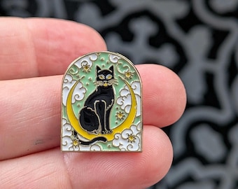 Tarot Moon black cat  needle minder | neodymium magnets | Cross stitch | Embroidery | needlework | Needlework