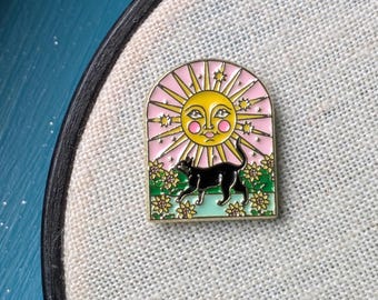 Tarot Sun black cat  needle minder | neodymium magnets | Cross stitch | Embroidery | needlework | Needlework