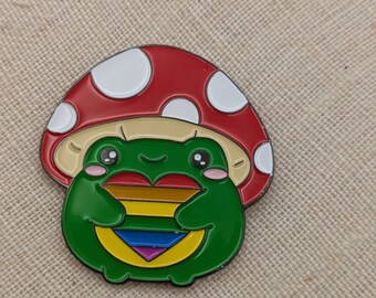 Rainbow heart frog needle minder | neodymium magnets | Cross stitch | Embroidery | needlework | Needle nanny | mushroom