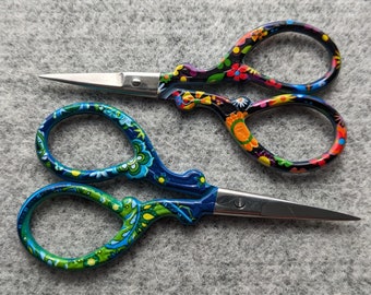 Elegant Flower scissors: embroidery, cross stitch, crochet, knitting, floral, rainbow, TSA approved