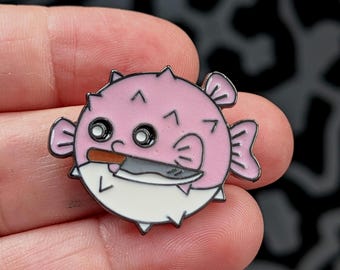 Puffer fish stabby knife needle minder | neodymium magnets | Cross stitch | Embroidery | needlework | Needlework