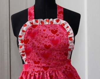 Apron for Women, Valentine's Day Apron for Women, Hearts Apron for Women, Hearts Apron