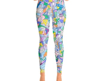 Pop Art Leggings | Music Instrument Print |  Fitness Wear | Workout Leggings | Leggings for Women | Fashion Tights | Yoga Leggings | Dancers