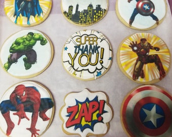 Custom Printed Super Hero Cookies | Theme Party Cookies | Party Favors