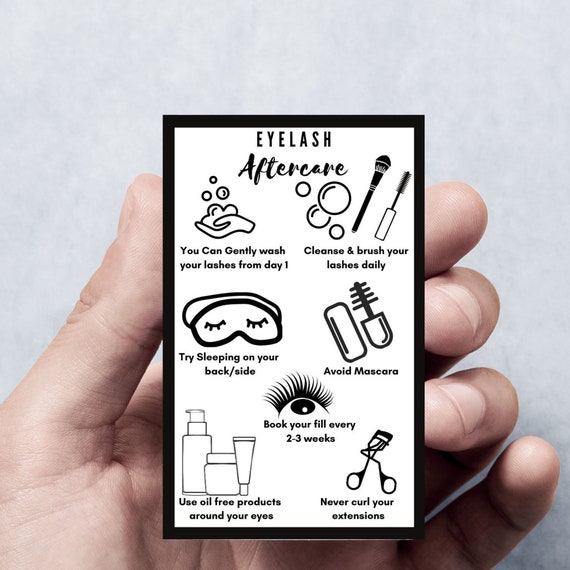 Black Border Eyelash Aftercare Card Lash Care Lash Extension Etsy