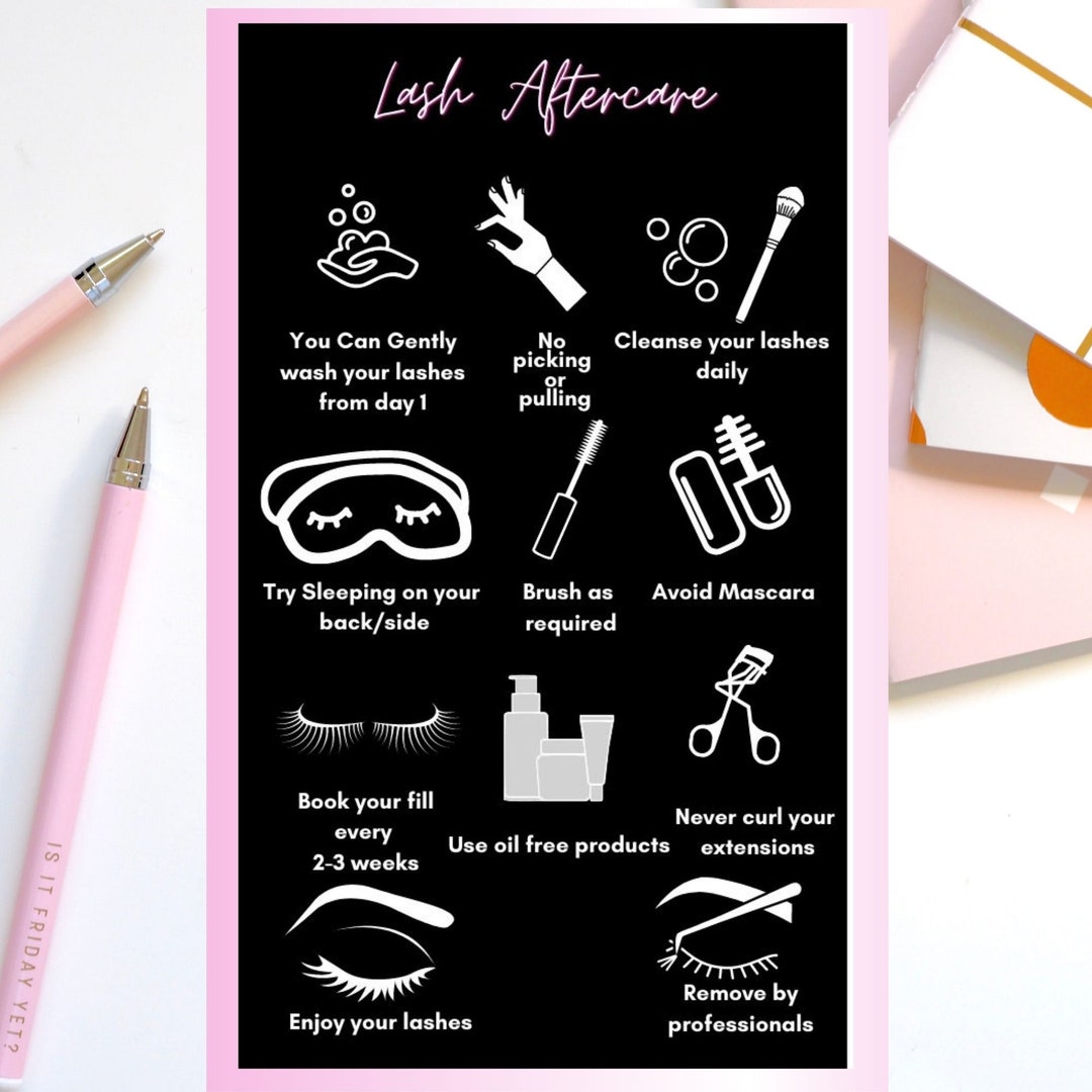 Eyelash Aftercare Card Care Card Lash Extension Digital Etsy