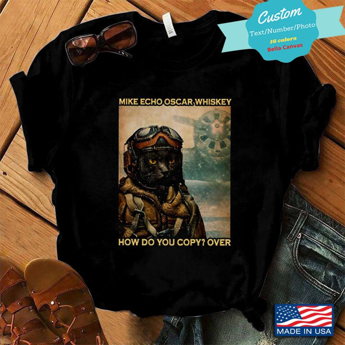 Pilot Cat Shirt Funny Gift For Cat Lovers Funny T-shirt | Etsy