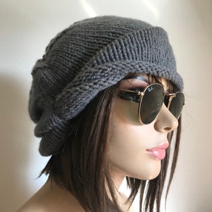 womens hat  winter  Chemo Hats  Cancer hat beanie Turbans  Head Covers Chemo Beanies womens hats dark gray beanie NO WOOL ACRYLIC