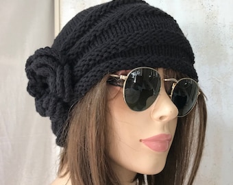 Chemo Hats  cotton Cancer hat women winter hat beanie Turbans  Head Covers Chemo Beanies womens hats BLACK