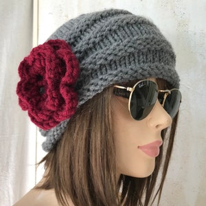 women winter hat Chemo Hats  Cancer hat  beanie Turbans  Head Covers Chemo Beanies womens hats gray