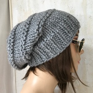 Womens Hat Slouchy Hat Slouchy Women  winter Hat Slouch Beanie crochet   GRAY Women Hat Oversized Hat Cable Hat Chunky Knit Hat Beanie
