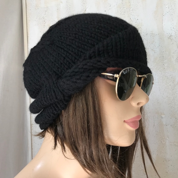 women winter black hat  Chemo Hats  Cancer hat beanie Turbans  Head Covers Chemo Beanies womens hats BLACK