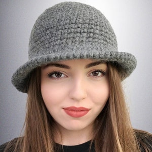 WOMENS HAT WINTER , Wool Fedora Hat, Winter Hat for Women, gray Hat with Brim, Hat Ladies, Gift for Her, Gift for Wife,