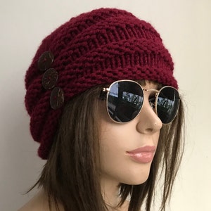 women winter hat Chemo Hats  Cancer hat  beanie Turbans  Head Covers Chemo        BURGUNDY                      Beanies womens hats BURGUNDY