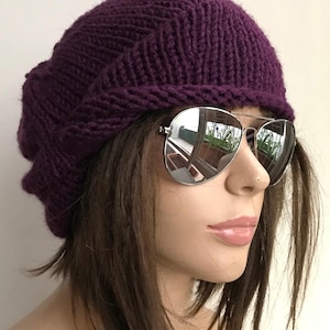 womens hats  winter  Chemo Hats  Cancer cotton  hats womens  cotton beanie Turbans  Head Covers Chemo hats for women child for Girls PURPLE