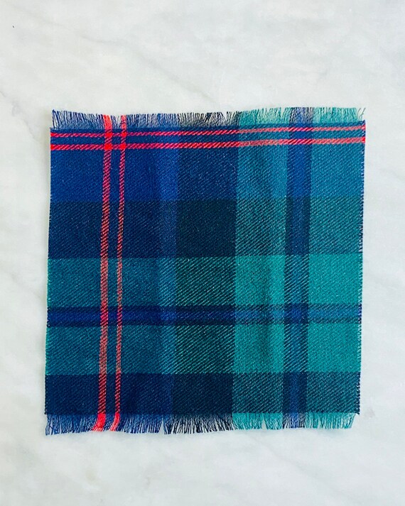 Miniature Blue Green Plaid Fringe Blanket Etsy