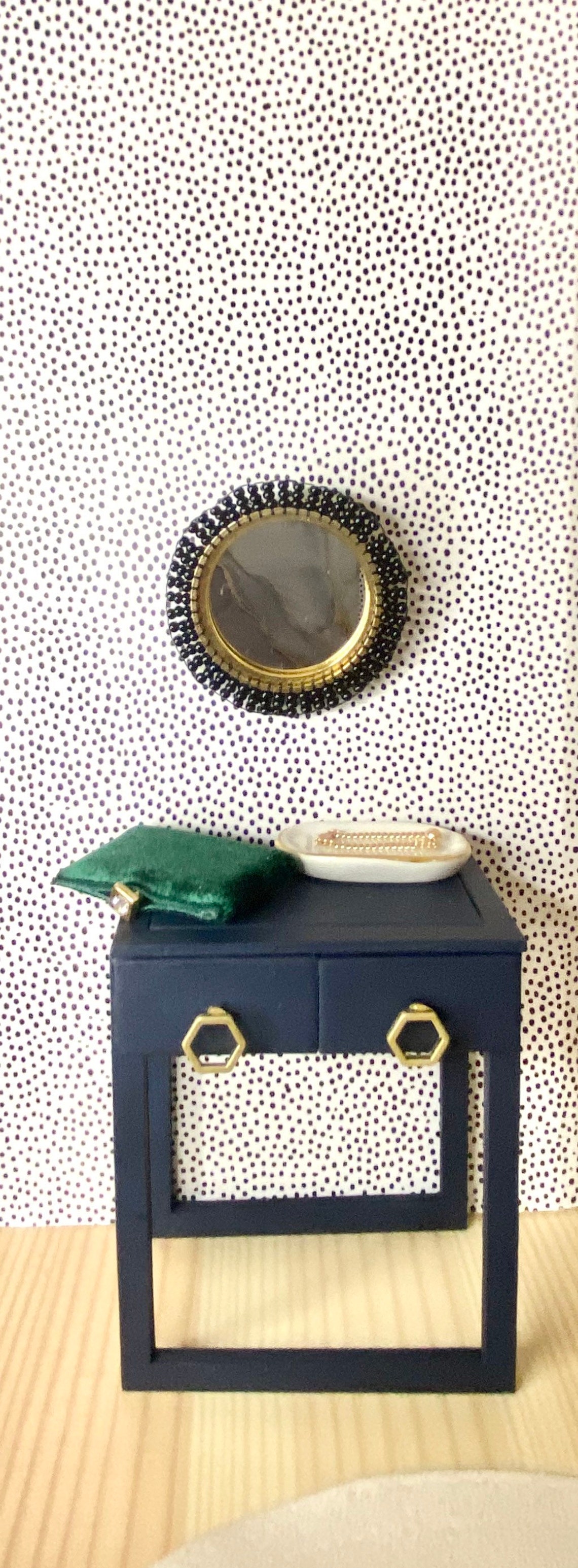 Miniature Gold Black Beaded Mirror - Etsy