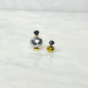 Miniature Gray + Gold Crystal Perfume Bottles
