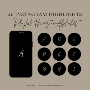 Playful Montine Alphabet Instagram Highlight Covers | Small Business Instagram, Artist Instagram, Influencer Instagram