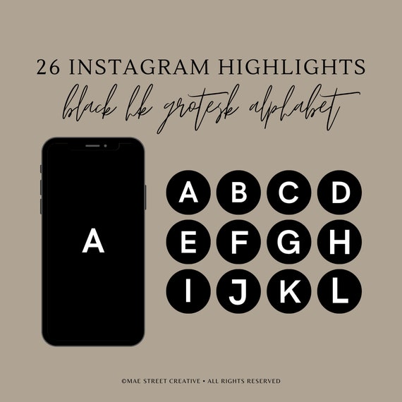 Modern Bold Black Alphabet Instagram Highlight Covers | Etsy