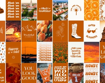 65 University of Texas Photo Collage, 5x7 Texas Art, Office Art, Austin Texas, UT Poster, Howdy Sign, UT Austin Art, UT Dorm Decor, Sorority