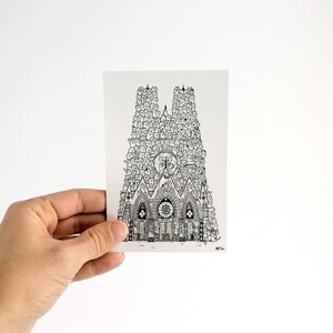 Chatédrale de Reims - Noir et Blanc - Carte Postale 10x15cm