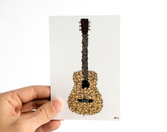 Guitare en Chat Majeur - Carte Postale 10x15cm