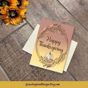 Happy Thanksgiving Greeting Card, Printable Thanksgiving Card. Thanksgiving Note Card, Happy Thanksgiving Card. Cut and Fold Printable Card