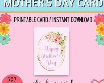 Printable Mother's Day Card, Mother's Day Greeting Card, Mothers Day Note Card, Blank Mother's Day Card, Card For Mom, Greeting Card for Mom