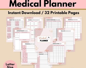 Familie Medizinischer Binder Druckbarer Gesundheitsplaner Medizinischer Binder Familiengesundheitsbinder Medikation Tracker Health Tracker Gesundheitsplaner
