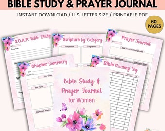 Bible Study & Prayer Journal Printable, Bible Study Printable, S.O.A.P. Bible Study, Prayer Journal for Women, Prayer Planner, Bible Journal