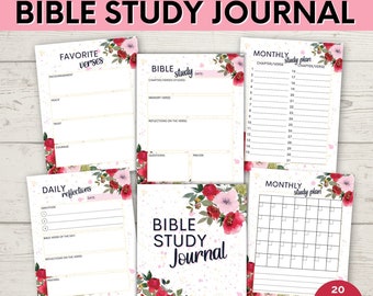 Bible Study Journal, Bible Reading Journal Printable,  Daily Bible Reading Tracker, Scripture Study Guide, Christian Bible Study Planner