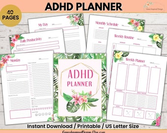 ADHS Planner druckbar, ADHS Planer, ADHS Ordner, Life Planner für Adhd, Adhd Organizer, Adhd Productivity Planner, Adhd Journal,