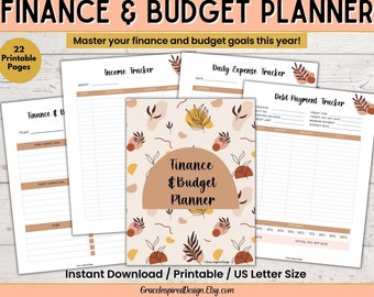 Finance & Budget Planner Printable, Monthly Budget Tracker, Weekly Expense Tracker, Financial Planner Printable, Household Budget Organizer,