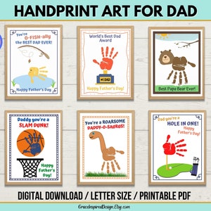 Vatertag Handabdruck Art Printable Bundle, Personalisierte Dad Handabdruck Geschenk vom Kind, Vatertag Handabdruck Andenken, Benutzerdefinierte Dad Karte