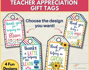 Teacher Appreciation Gift Tags, Teacher Gift Tags , Thank You Teacher Tags,  End of Year Teacher Gift Tags, Teacher Gift Card Tag Printable