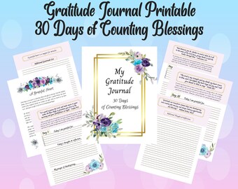 Gratitude Journal,  Printable Gratitude Journal. Christian Journal With Scripture, 30 Days of Gratitude Book, Bible Verse Gratitude Notebook
