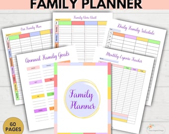 Family Planner Printable Weekly Family Planner, Daily Family Schedule, Weekly Family Chore Chart Household Organizer, Family Budget Planning
