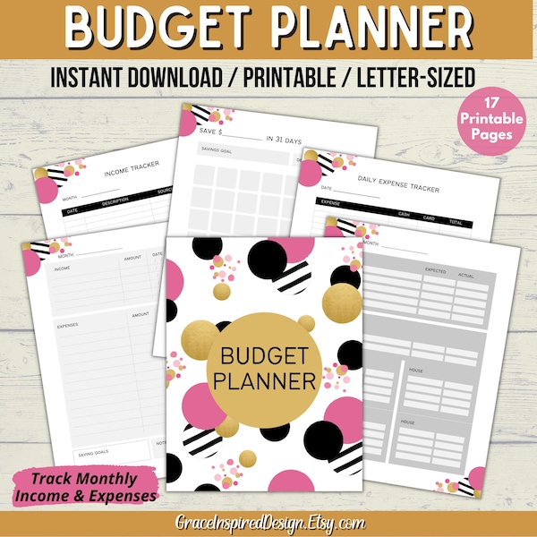 Budget Planner Printable, Financial Planner Printable, Budgeting Binder, Monthly Budget Tracker, Finance Tracker, Household Budget Organizer