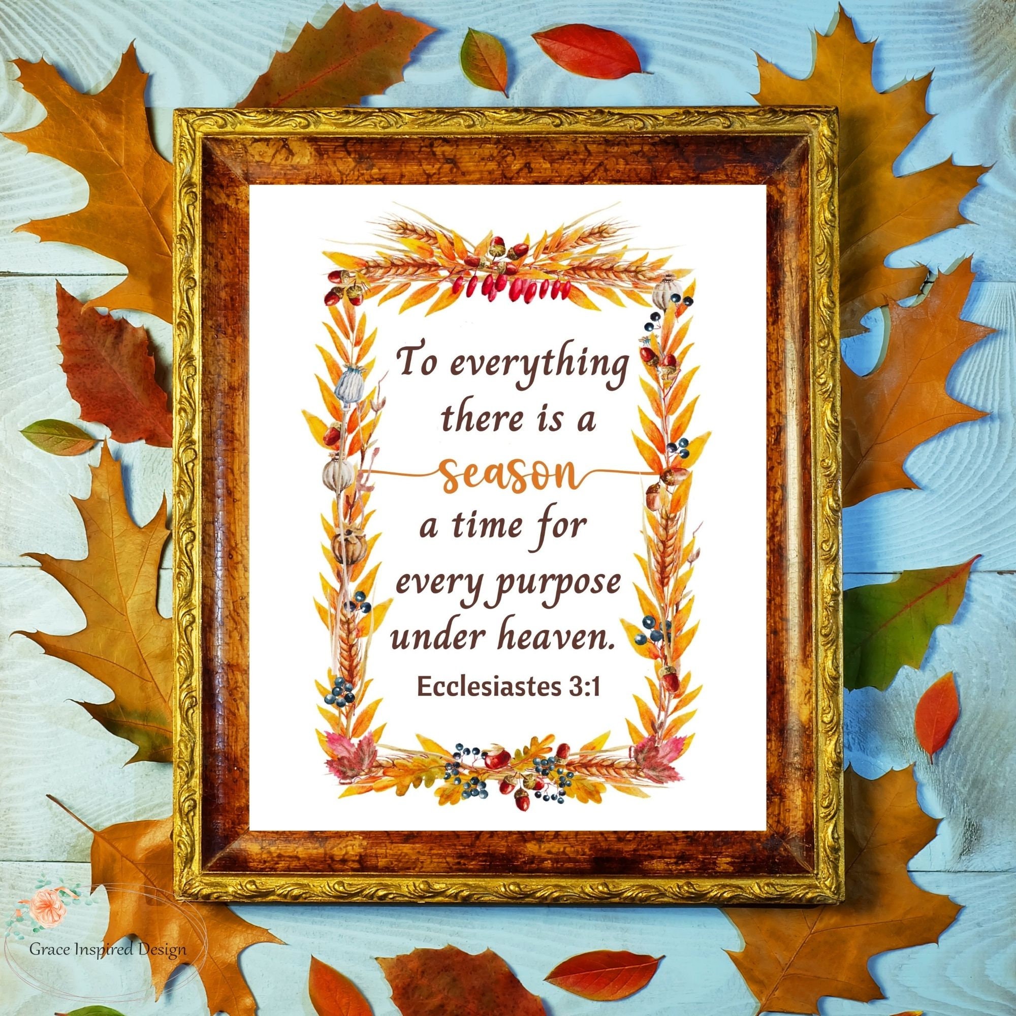 Fall Scripture Verse Printable. Ecclesiastes 3:1 Wall Art, Fall Autumn ...
